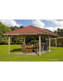 Tonnelle / Carport en bois, 19,44 m², bardeaux rouges, Weka, achat, pas cher