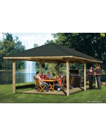 Tonnelle / Carport en bois, 25,76 m², bardeaux rouges, Weka, achat, pas cher