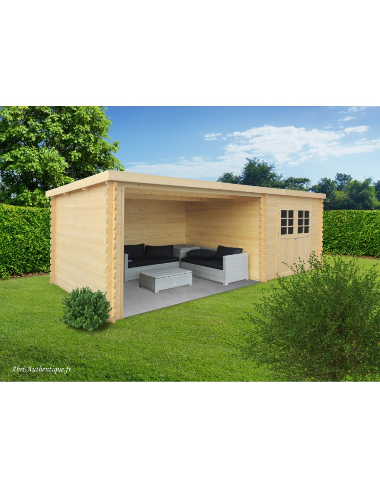 Abri de jardin en bois avec terrasse, Rohan, 19,82 m², 28 mm, Solid, achat, pas cher