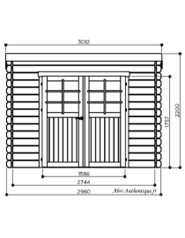 Abri de jardin 8,88m² bois traité 28mm Brest toit monopente SOLID