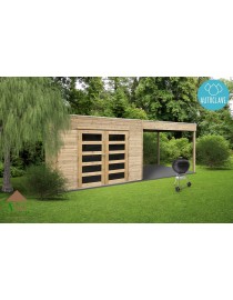 Abri de jardin en bois autoclave, Salerno, 5,94 m², 19 mm, avancée, Solid, achat, pas cher