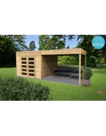 Abri de jardin en bois autoclave, Tarento, 8,69 m², 19 mm, avancée, Solid, achat, pas cher