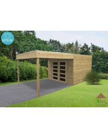 Abri de jardin en bois autoclave, Matera, 8,69 m², 19 mm, avancée, Solid, achat, pas cher