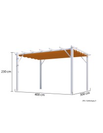 Pergola blanche en aluminium, toile, 140 g, H.2,30 m, Foresta, achat, pas cher