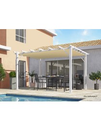 Pergola blanche en aluminium, toile, 140 g, H.2,30 m, Foresta, achat, pas cher