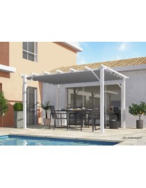 Pergola blanche en aluminium, toile, 140 g, H.2,30 m, Foresta, achat, pas cher