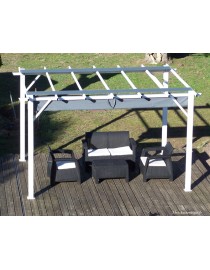 Pergola blanche en aluminium, toile, 140 g, H.2,30 m, Foresta, achat, pas cher