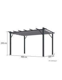 Pergola grise en aluminium, toile, 280 g, H.2,30 m, Foresta, achat, pas cher