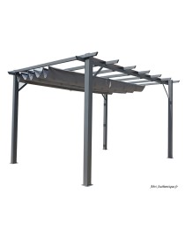 Pergola grise en aluminium, toile, 280 g, H.2,30 m, Foresta, achat, pas cher