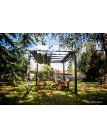 Pergola grise en aluminium, toile, 280 g, H.2,30 m, Foresta, achat, pas cher